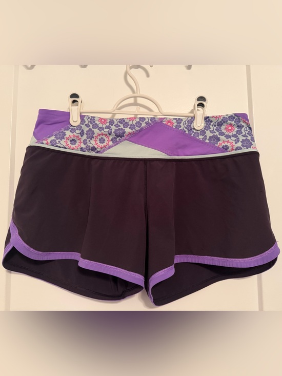 lululemon athletica Pants - lululemon athletica Black and Purple Floral Waistband Athletic Shorts